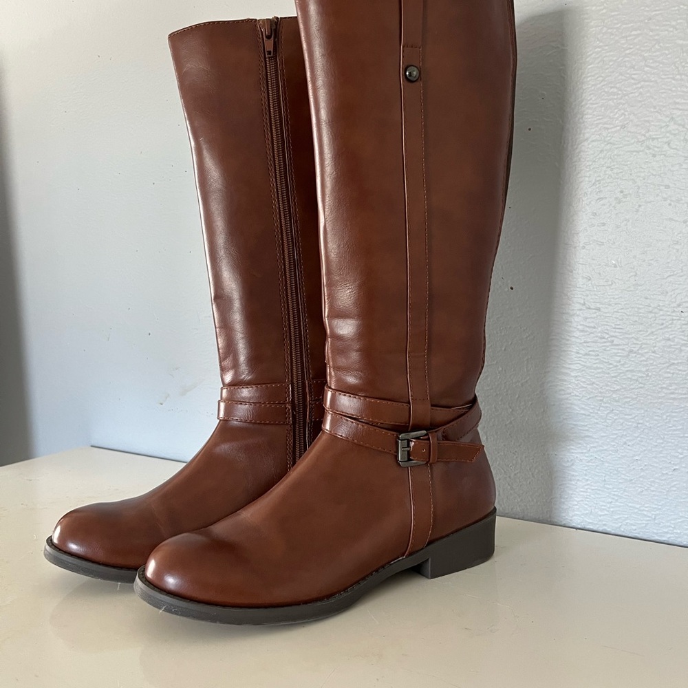 Brown Leather Knee-High Boots